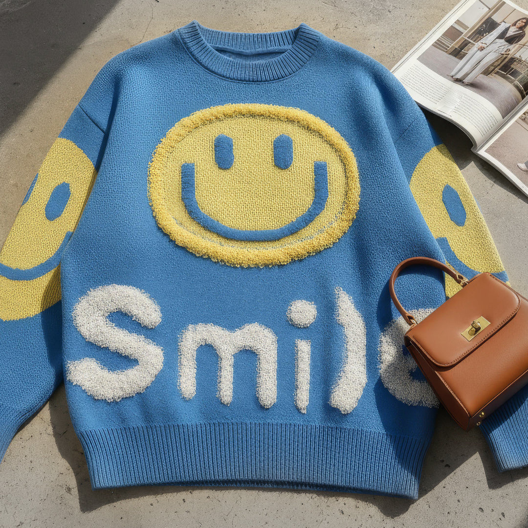 Oversized Fuzzy Smile Sweater