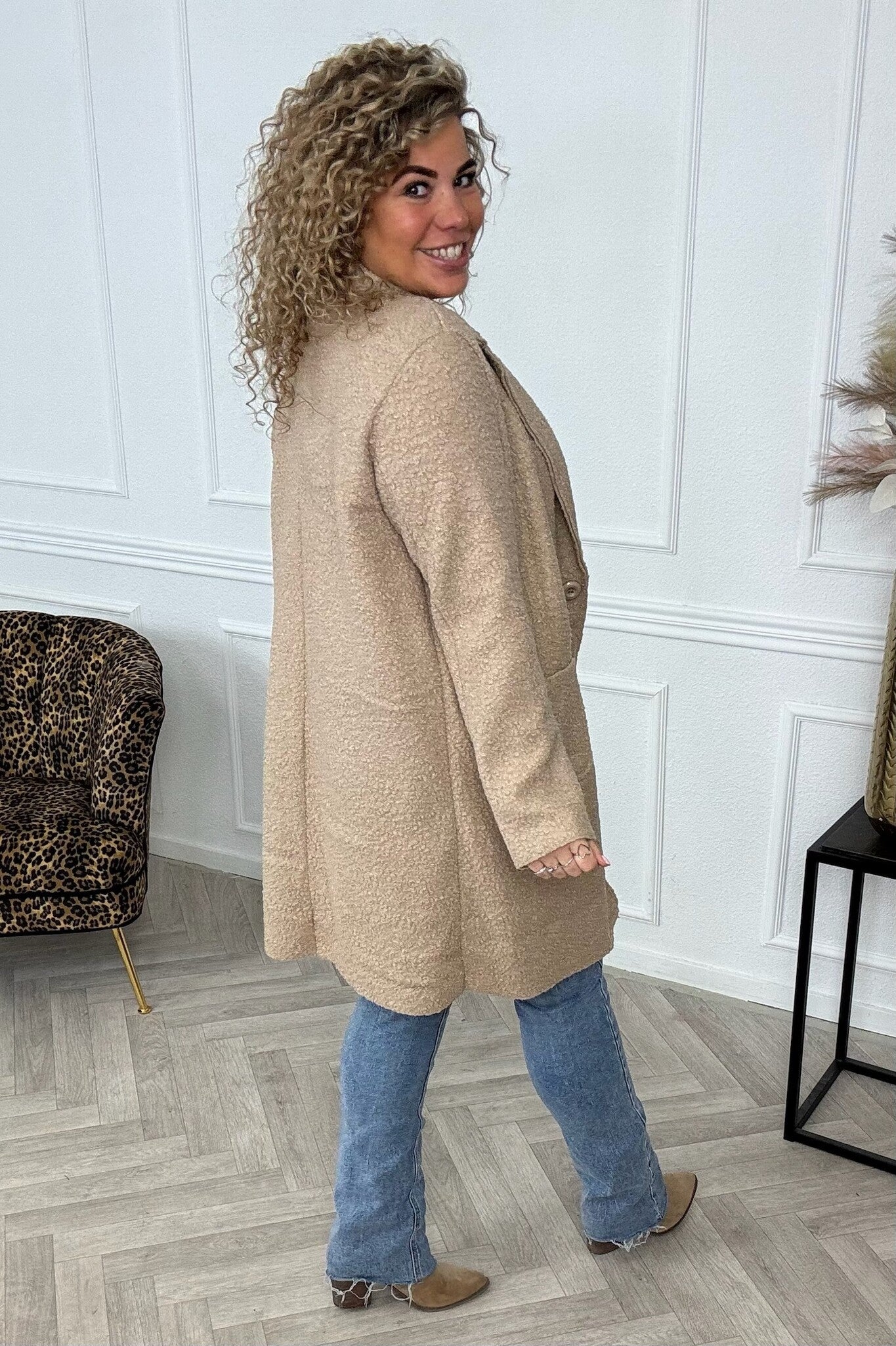 Efterårs Teddyfrakke – Beige