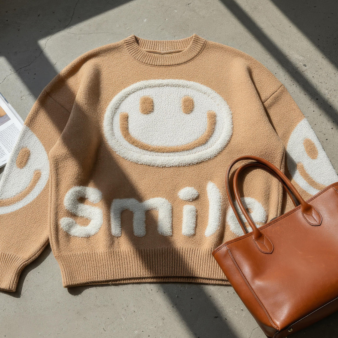 Oversized Fuzzy Smile Sweater