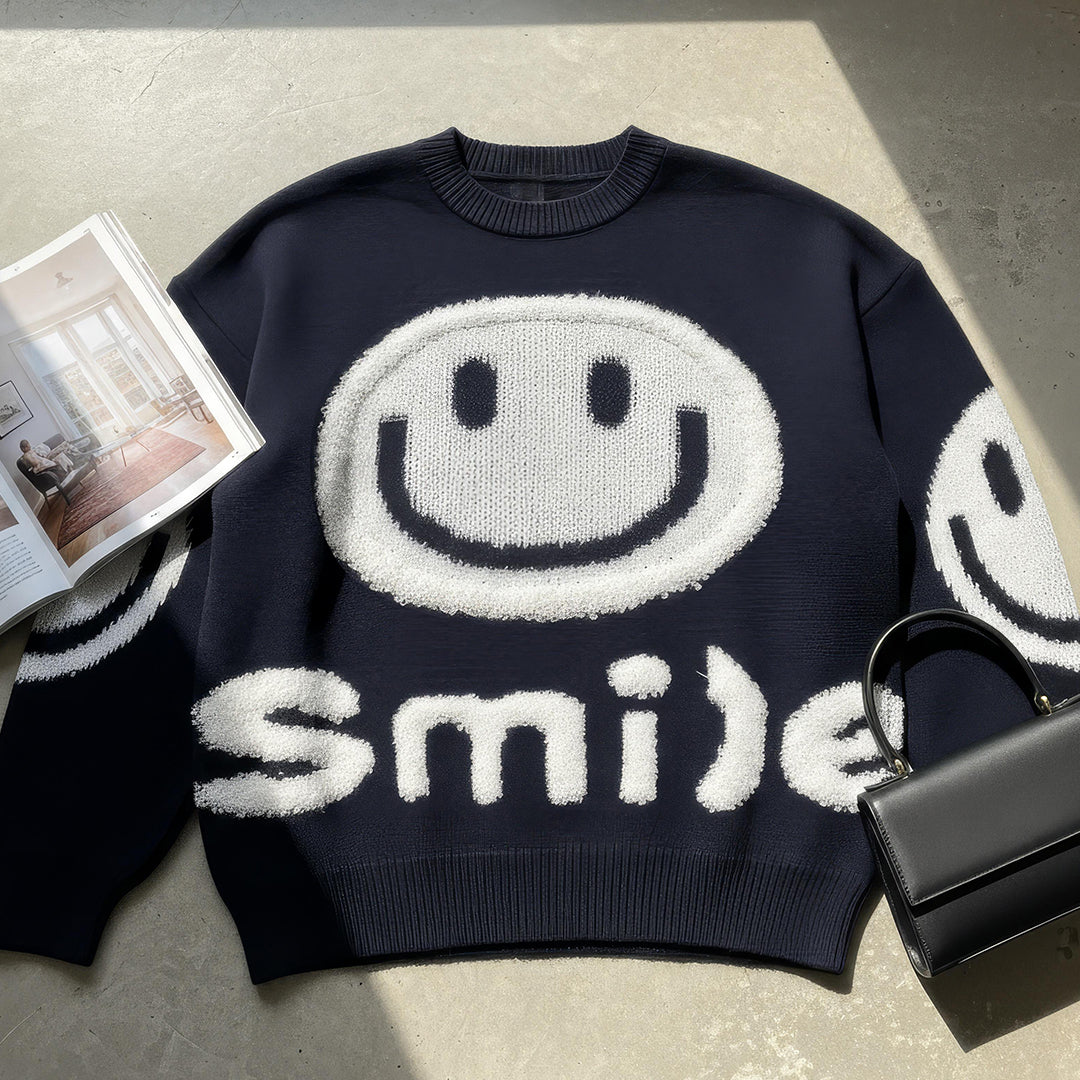 Oversized Fuzzy Smile Sweater