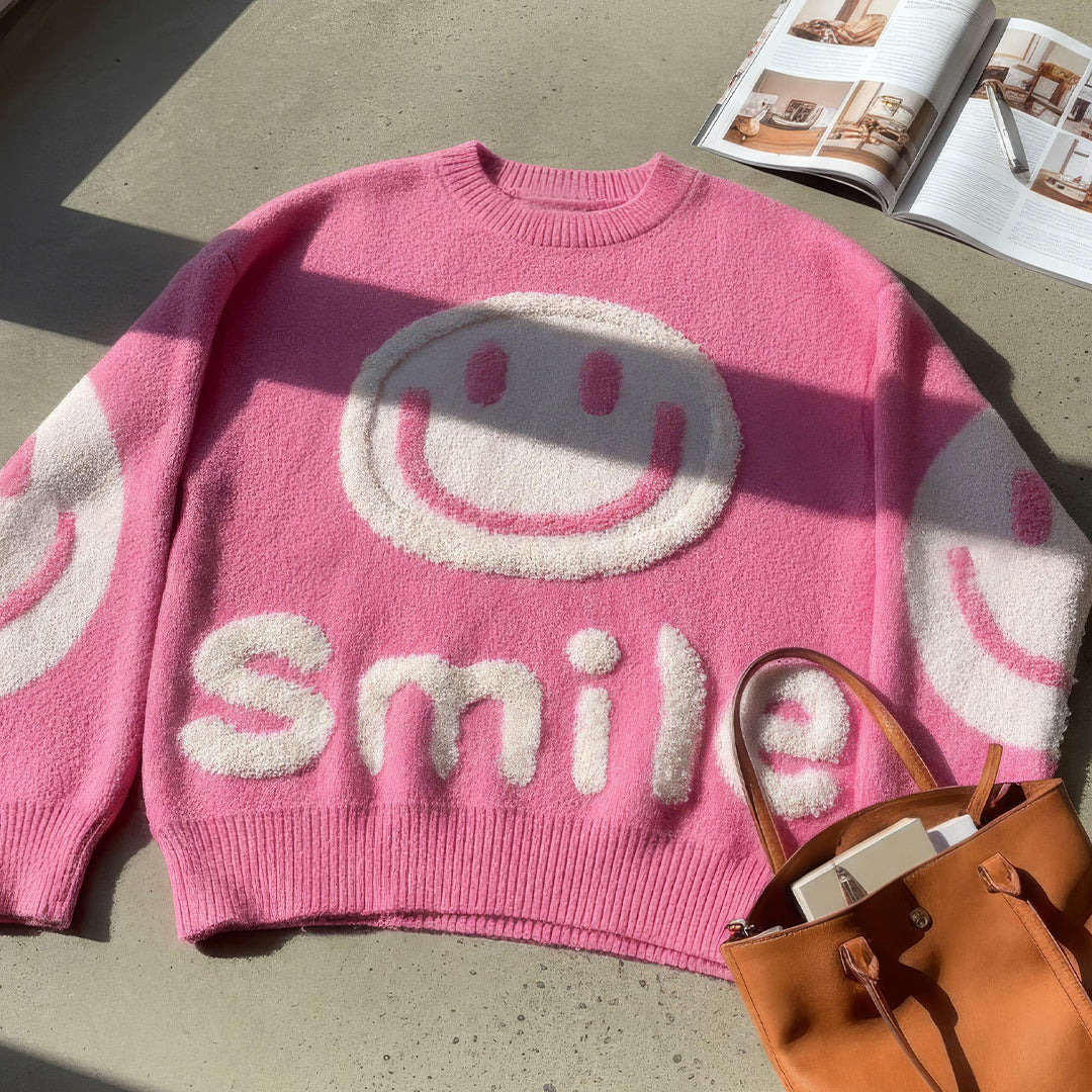 Oversized Fuzzy Smile Sweater